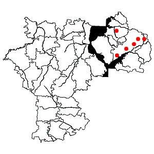 Схема распространения какалии копьевидной на территории Ульяновской области