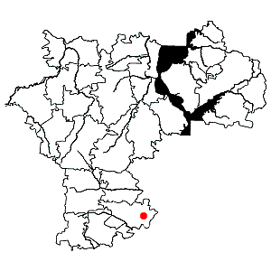 Схема распротранения караганника кустарникового на территории Ульяновской области