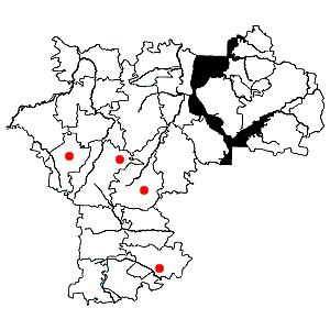 Схема распространения кокушника длиннорогово на территории Ульяновской области