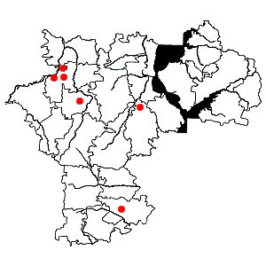 Схема распротранения копеечника Гмелина на территории Ульяновской области