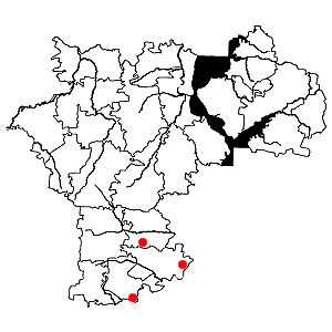 Схема распространения ковыля Лессинга на территории Ульяновской области