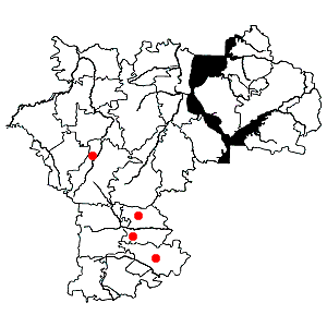 Схема распространения ковыля Залесского на территории Ульяновской области