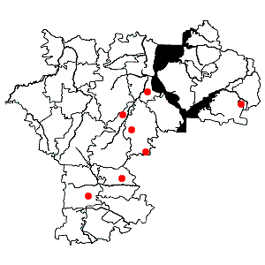 Схема распространения козельца мечелистного на территории Ульяновской области