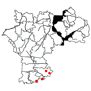 Схема распространения адониса волжского на территории Ульяновской области