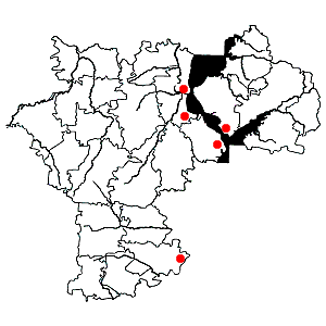 Схема распространения аргусии сибирской на территории Ульяновской области
