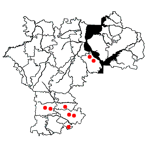 Схема распротранения астрагала рогоплодного на территории Ульяновской области