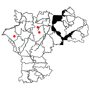 Схема распространения белоуса торчащего на территории Ульяновской области