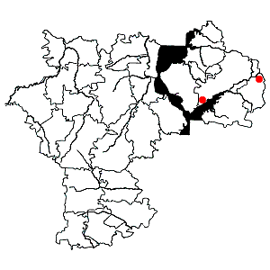 Схема распространения дубровника чесночного на территории Ульяновской области