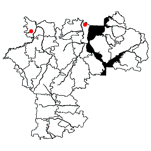 Схема распространения двулепестника парижского на территории Ульяновской области