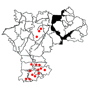 Схема распространения глобулярии (шаровницы) крапчатой на территории Ульяновской области