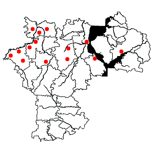 Схема распространения гроздовника полулунного на территории Ульяновской области