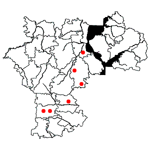 Схема распространения гвоздики волжской на территории Ульяновской области