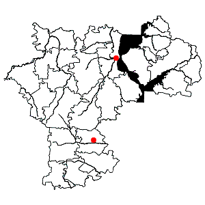 Схема распространения хвоща ветвистого на территории Ульяновской области