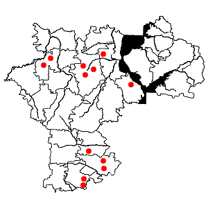 Схема распространения истода сибирского на территории Ульяновской области
