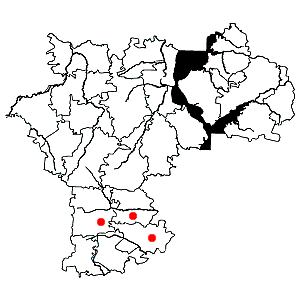 Схема распространения ясменника скального на территории Ульяновской области