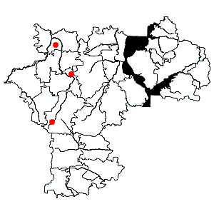 Схема распространения ятрышника шлемоносного на территории Ульяновской области
