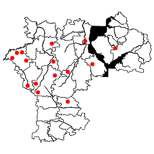 Схема распространения лапчатки белой на территории Ульяновской области