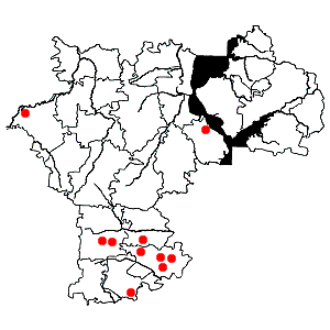 Схема распространения льна многолетнего на территории Ульяновской области