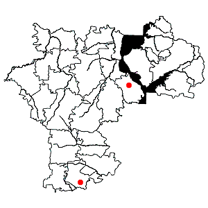 Схема распространения льнянки русской на территории Ульяновской области