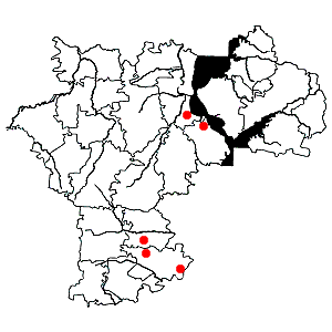 Схема распространения ломкоколосника ситникового на территории Ульяновской области