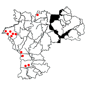 Схема распротранения люпинника белого на территории Ульяновской области