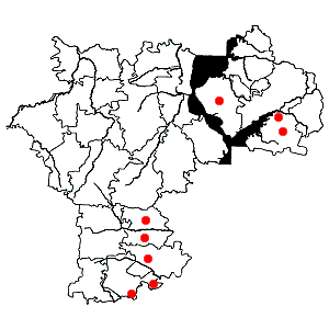 Схема распространения лютика стоповидного на территории Ульяновской области