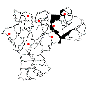 Схема распространения можжевельника обыкновенного на территории Ульяновской области