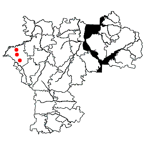 Схема распространения наперстянки крупноцветковой на территории Ульяновской области