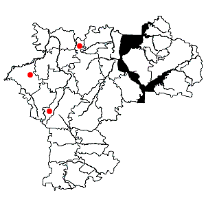 Схема распространения пальчатокоренника пятнистого на территории Ульяновской области