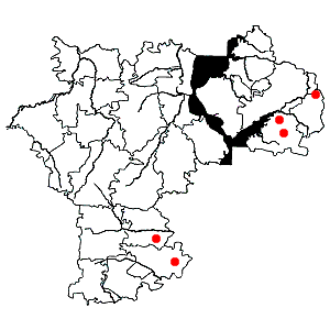 Схема распространения полыни сантонской на территории Ульяновской области