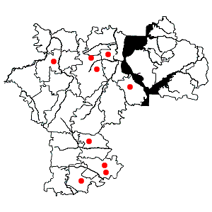 Схема распространения полыни шелковистой на территории Ульяновской области