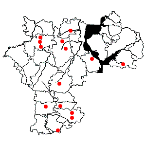 Схема распространения полыни широколистной на территории Ульяновской области