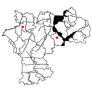 Схема распространения полыни солянковидной на территории Ульяновской области