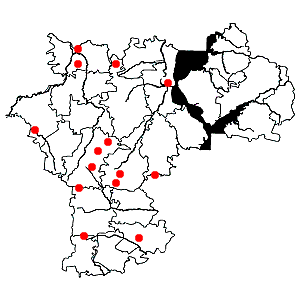 Схема распространения пузырчатки обыкновенной на территории Ульяновской области