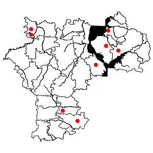 Схема распространения шалфея лугового на территории Ульяновской области