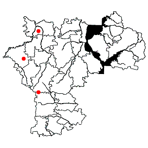 Схема распространения сфагнума папиллозного на территории Ульяновской области