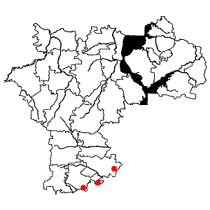 Схема распространения тюльпана Биберштейна на территории Ульяновской области