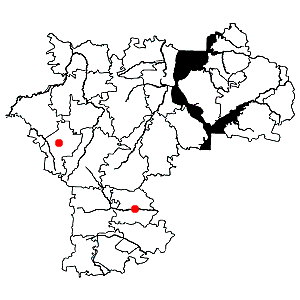 Схема распространения волоснеца кистистого на территории Ульяновской области