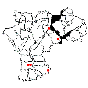 Схема распространения заразихи синеватой на территории Ульяновской области