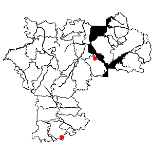 Схема распространения овсяницы волжской на территории Ульяновской области
