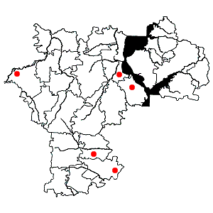 Схема распространения перловника трансильванского на территории Ульяновской области