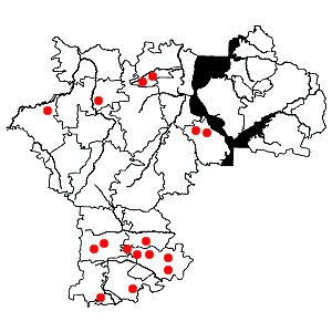 Схема распространения сосны меловой на территории Ульяновской области